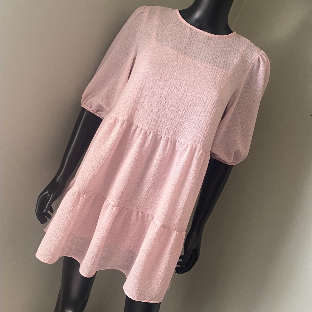 H&M Light Pink Babydoll Tiered Casual Dress